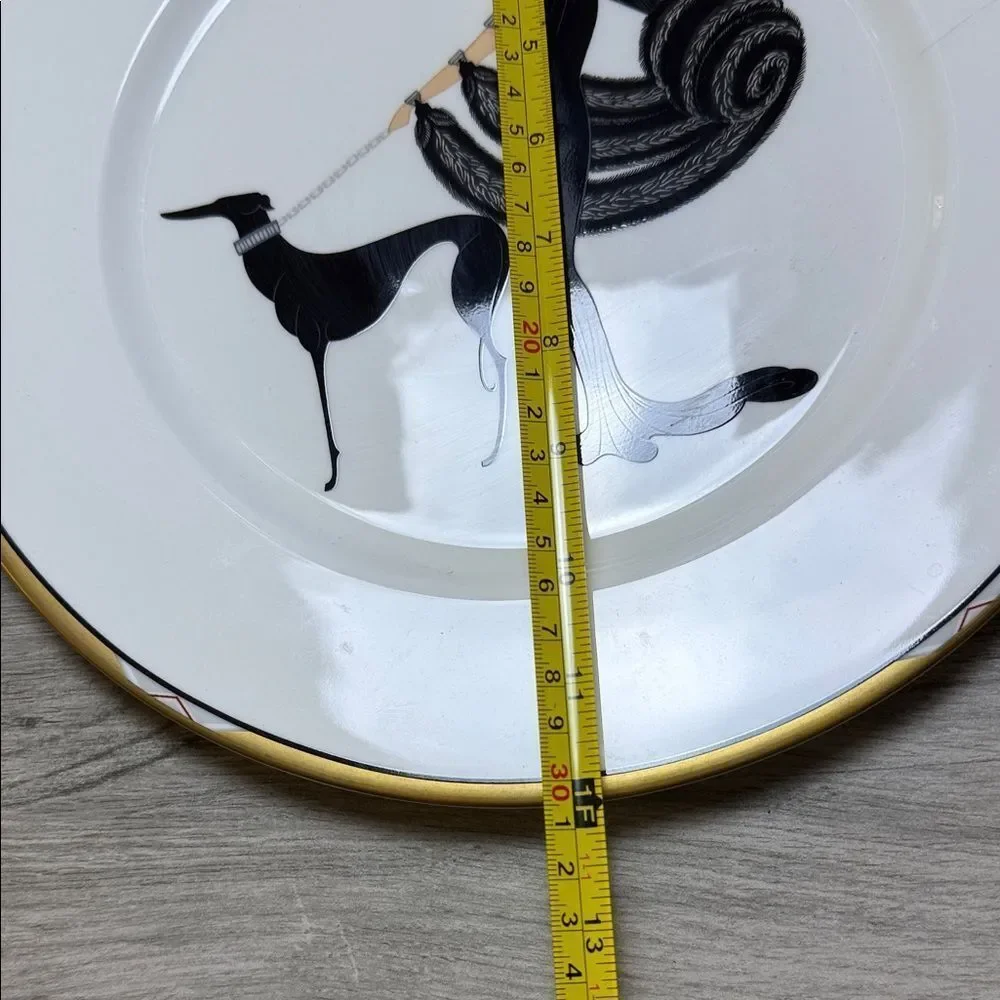 ERTE A3255 1988 PORCELAIN SYMPHONY IN BLACK 12” Art Deco Revival Plate Charger